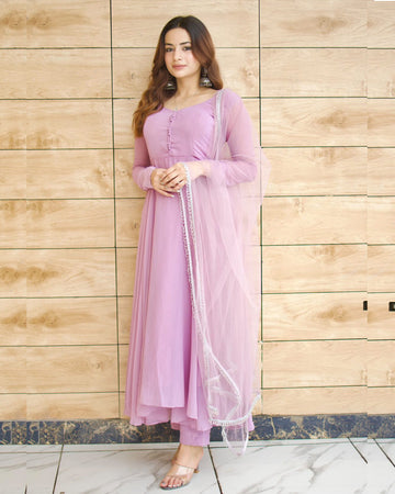 Kirti Singh Onion Color Celebrity Anarkali Three Piece Suit