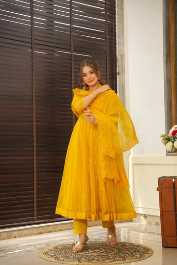 Lightning Yellow Anarkali Suit Set