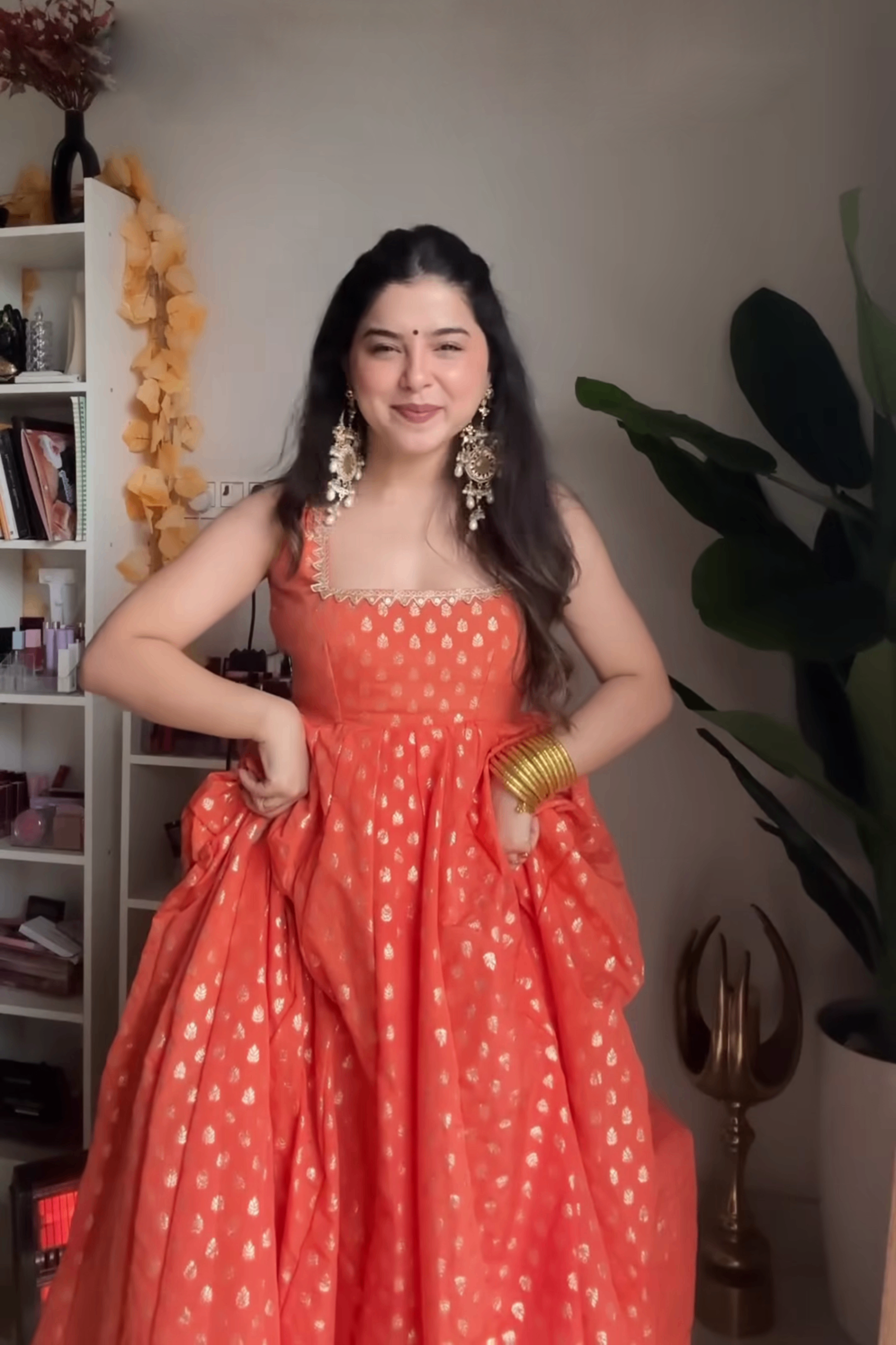 Luxury Jacquard Anarkali Gown Set – Perfect for Weddings & Traditional