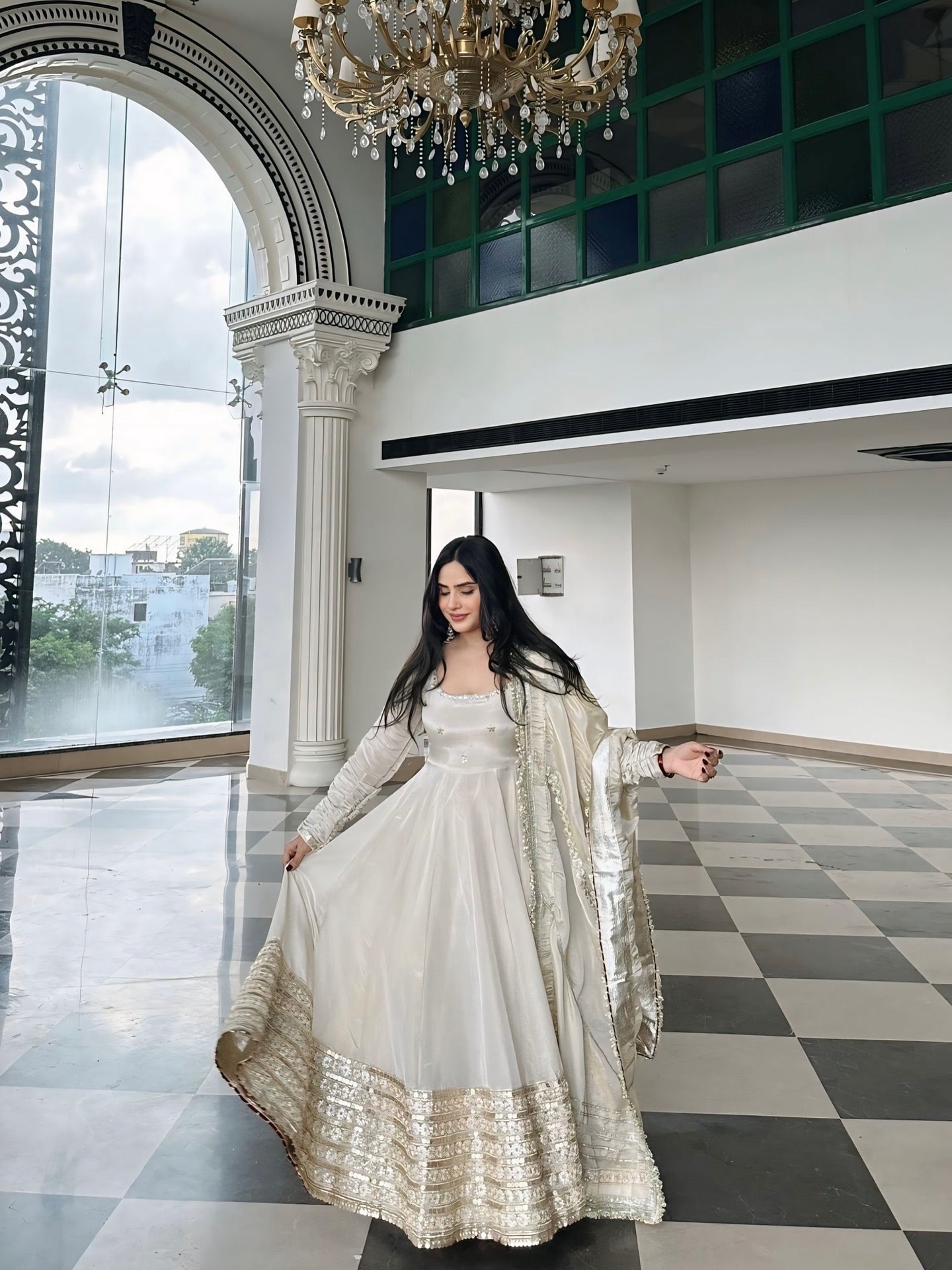 Neha's Premium Off-white Anarkali Suit Set