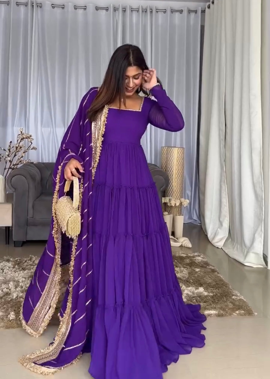 Royal Purple 17-Meter Flair Anarkali Dress