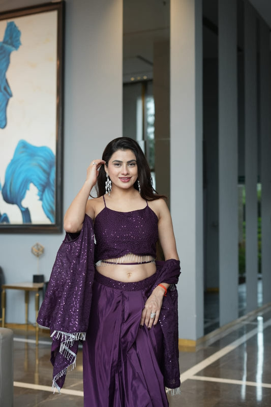 Wine Colour Indowestern Dhoti Suit With Shrug