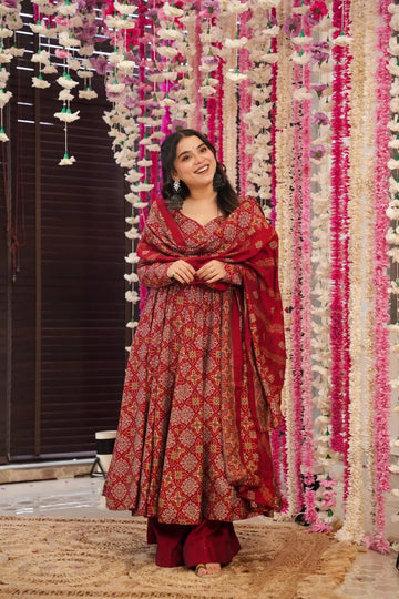 Melodious Pure Soft Cotton Printed Anarkali Huge Flair Suit Set