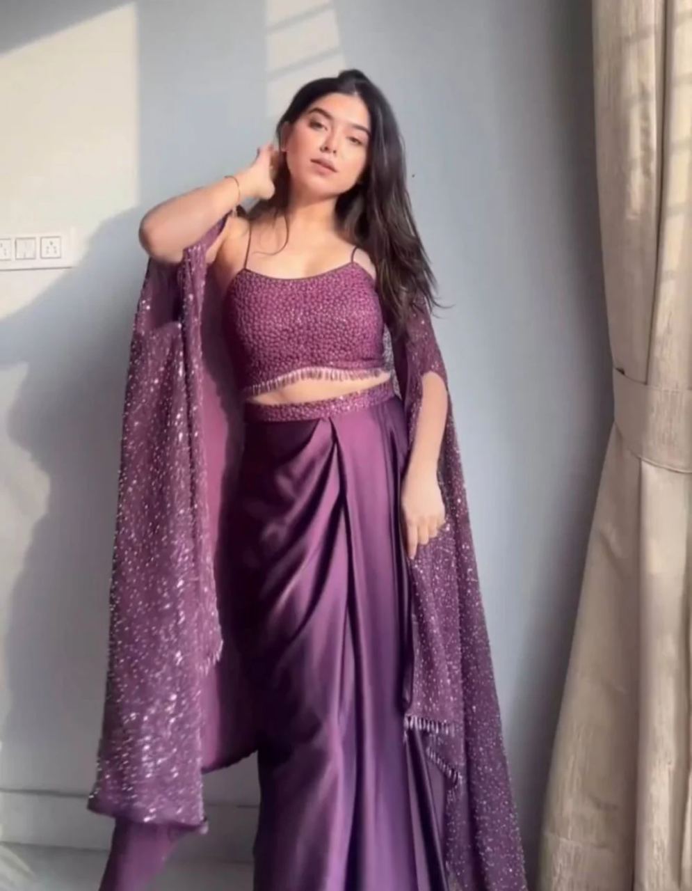 Shrug Purple Dress Top Dhoti Shrug Dhoti Style Western Dress Ombre