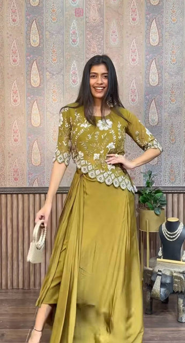 Aarzoo Indo-western Ready To Wear Draped Side Plated Dhoti With Fancy