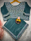 Teal Sharini Heavy Chocolate Georgette Saree with Kat Dana Bits Work