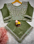 Olive Green Sharini Heavy Chocolate Georgette Saree with Kat Dana Bits Work