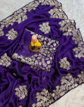 Purple Rangoli Silk Saree - 3mm Coding C-Pallu Embroidery with Cutwork Border