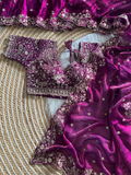 Magenta Pure Soft Fandy Satin Silk Saree with Sequence Embroidery & Multi Border Aarco Work