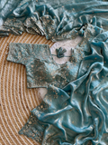 Navy Blue Pure Soft Fandy Satin Silk Saree with Sequence Embroidery & Paisley Multi Border Aarco Work