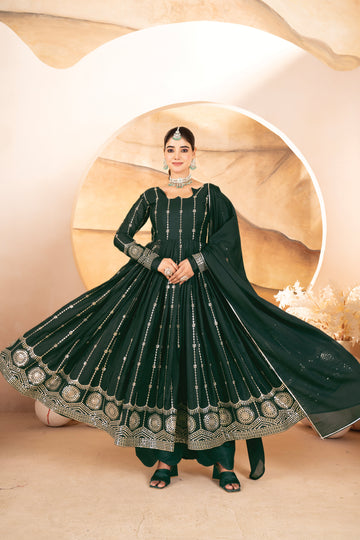 Gauri's Trendy Embroidered Anarkali Suit Set for Women with Dupatta