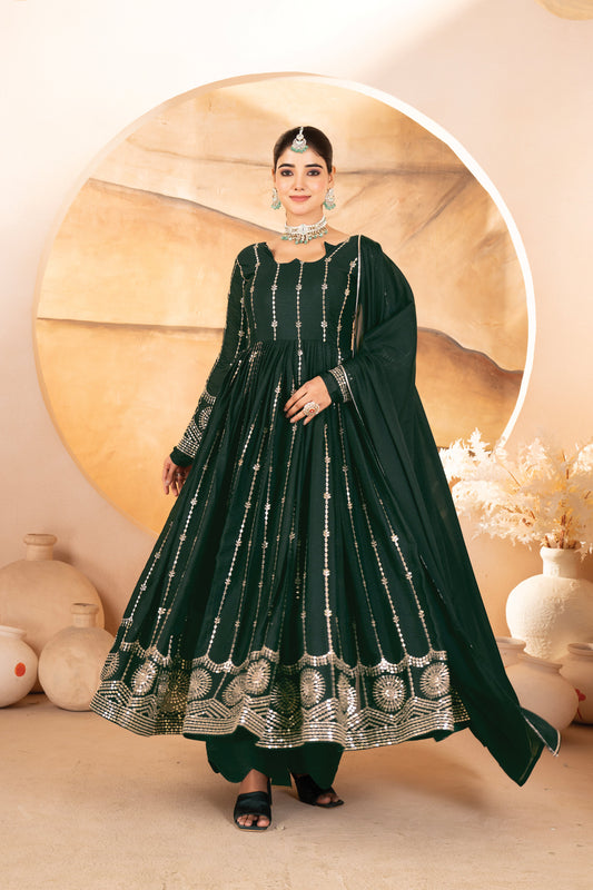 Gauri's Trendy Embroidered Anarkali Suit Set for Women with Dupatta