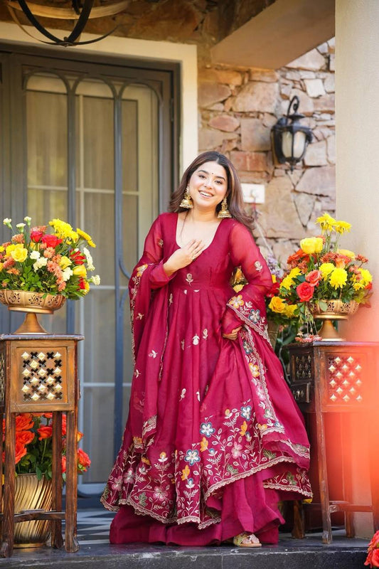 Sparkvine Heavy Anarkali Suit Set for Women with Dupatta