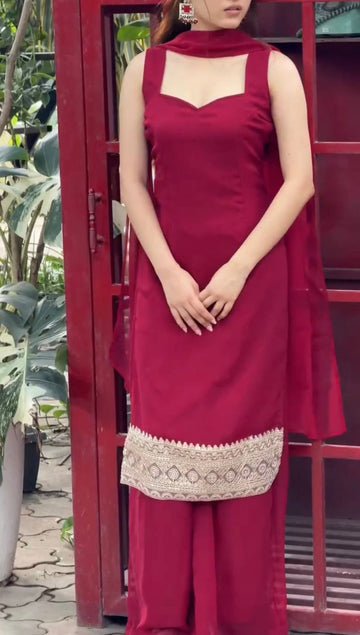 Modern Georgette Straight Kurta Palazzo Sharara Set