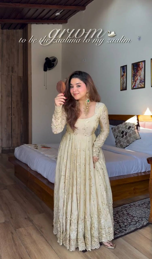 White Stylish Anarkali Suit Set for Women with Dupatta
