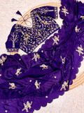 Purple Chakli Saree - Fancy Satin Silk with Sparrow Butta Bits Work & Cutwork Border