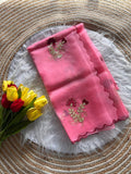 Pink Premium Organza Saree with Hand Gota & Viscose Dori Embroidery Work