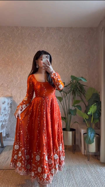 Sunflare Heritage Anarkali Suit Set for Women - Fendy Silk with Dupatta