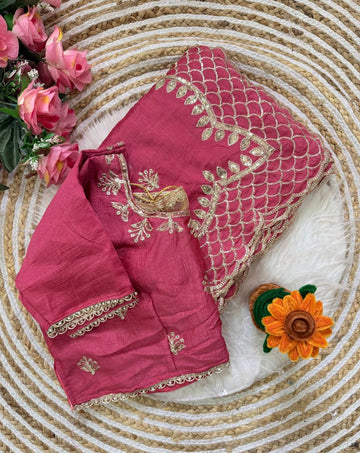 Magenta Pink Premium Vichitra Silk Saree with Zari Thread, 3mm Sequin C-Pallu