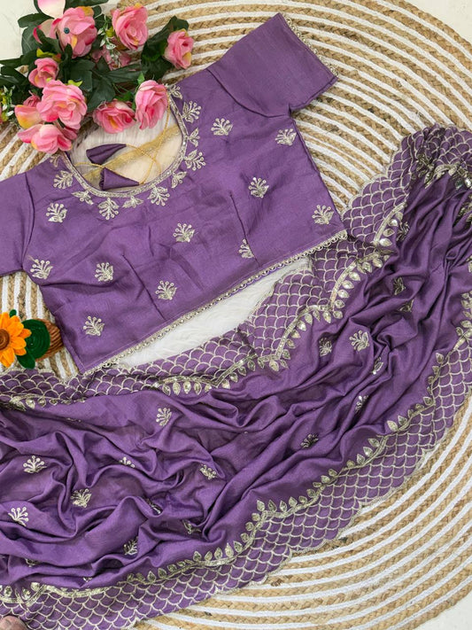 Royal Purple Premium Vichitra Silk Saree with Zari Thread, 3mm Sequin C-Pallu
