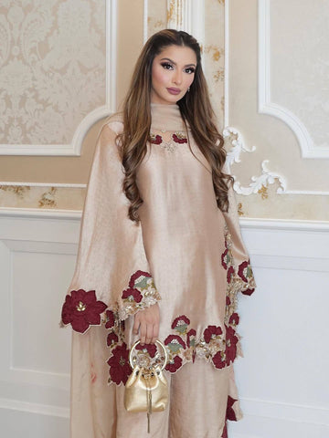 Elegant Blossom Silk Ensemble for Every Occasion | Sharara Set For Women