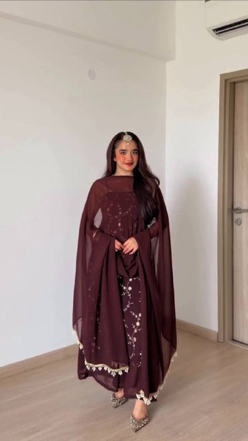 Party Wear Embroidered Anarkali Palazzo Suit Set | Stylish Wedding & Festive Wear