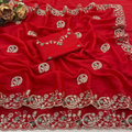 Red Pure Star Georgette Silk Saree with Sequence Thread Coding Embroidery