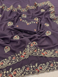 Purple Pure Star Georgette Silk Saree with Sequence Thread Coding Embroidery