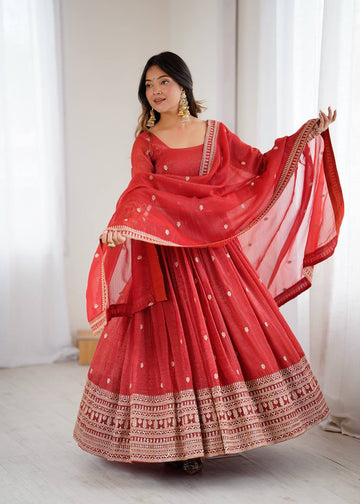 Trending Red Anarkali Gown for Women in Pure Crunchy Silk