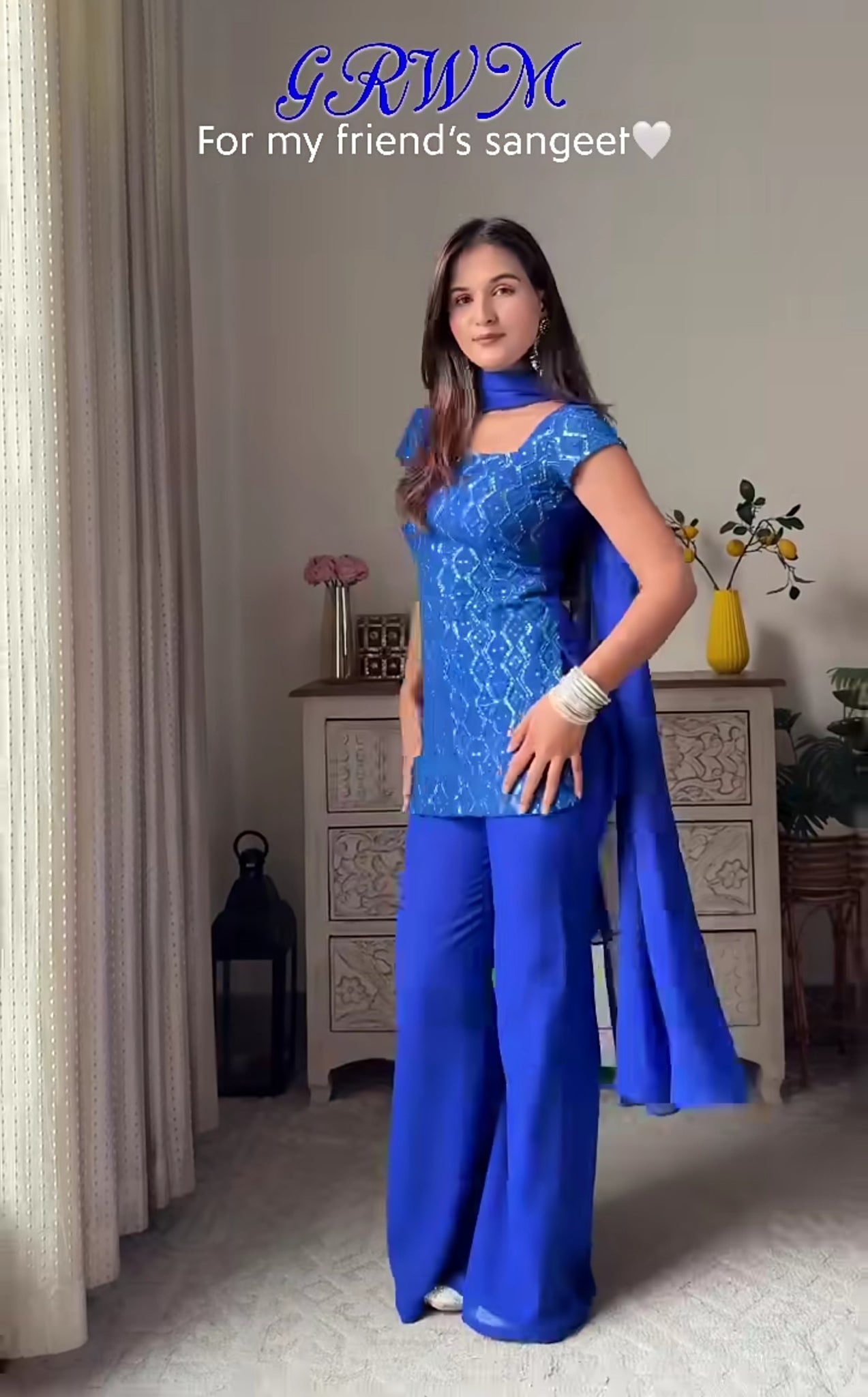 Akshara Blue Embroidery Georgette Kurta set With Dupatta