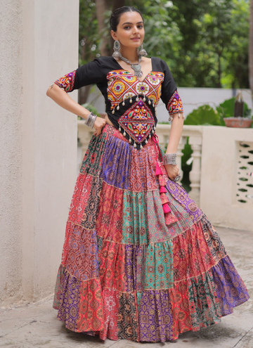 Amazing Digital Printed Multi Color Cotton Navratri Special Crop Top
