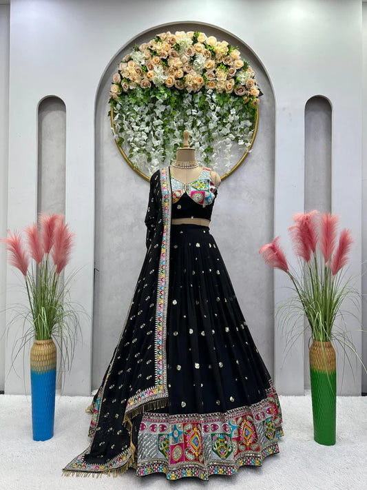 Awesome Black Lehenga Choli With Heavy Embroidery Work