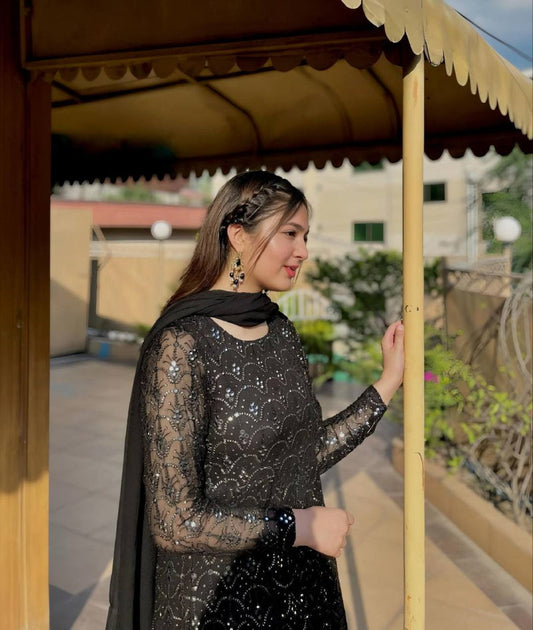 Breezy Black Color Anarkali Ethereal Outfits for a Dreamy Look