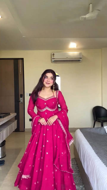 Charming Pink Ethnic Anarkali Suit For Special Occasions