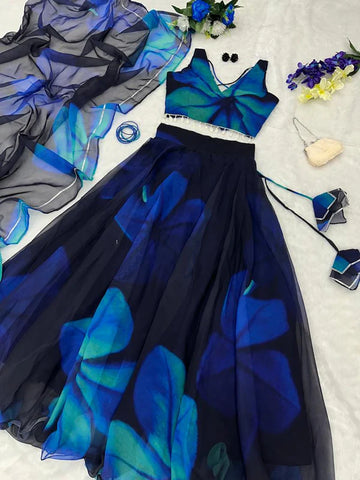 Digital Printed Black Color Lehenga Choli