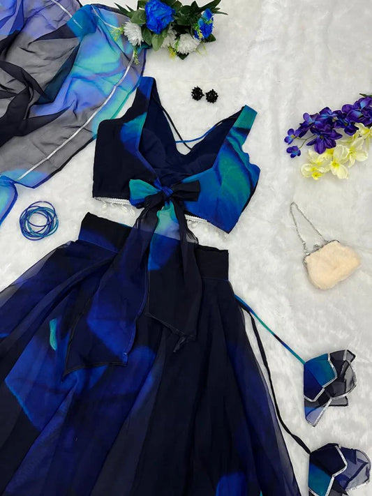 Digital Printed Black Color Lehenga Choli