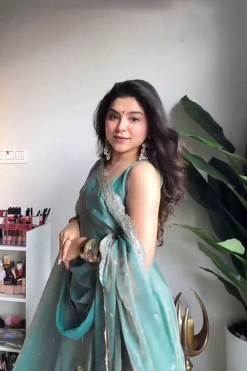 Elegant Fandy Silk Anarkali Gown Set – Perfect for Weddings & Special Occasions