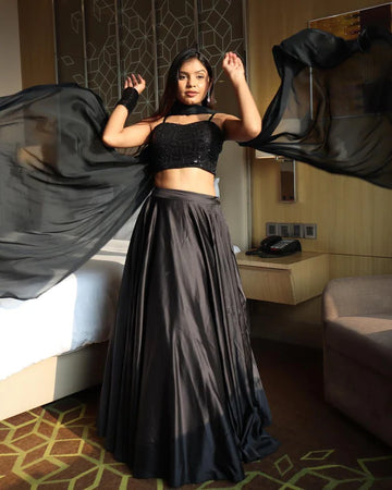 Exclusive Black Color Party Wear Lehenga Choli