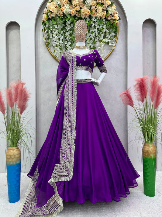 Fashionable Purple Color Function Wear Lehenga Choli