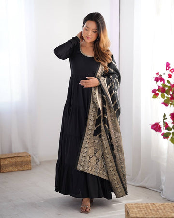 Festive Wear Black Color Anarkali Gown