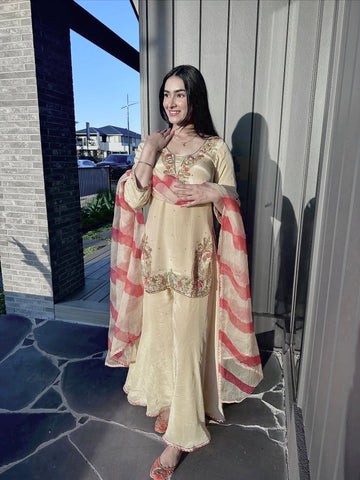 Crepe Silk Plazzo Suit Set Embroidery Party Wear