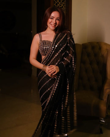 Wedding Wear Pure Georgette Ready To Wear Lehenga Saree For Women | Ready To Wear Saree For Wedding
