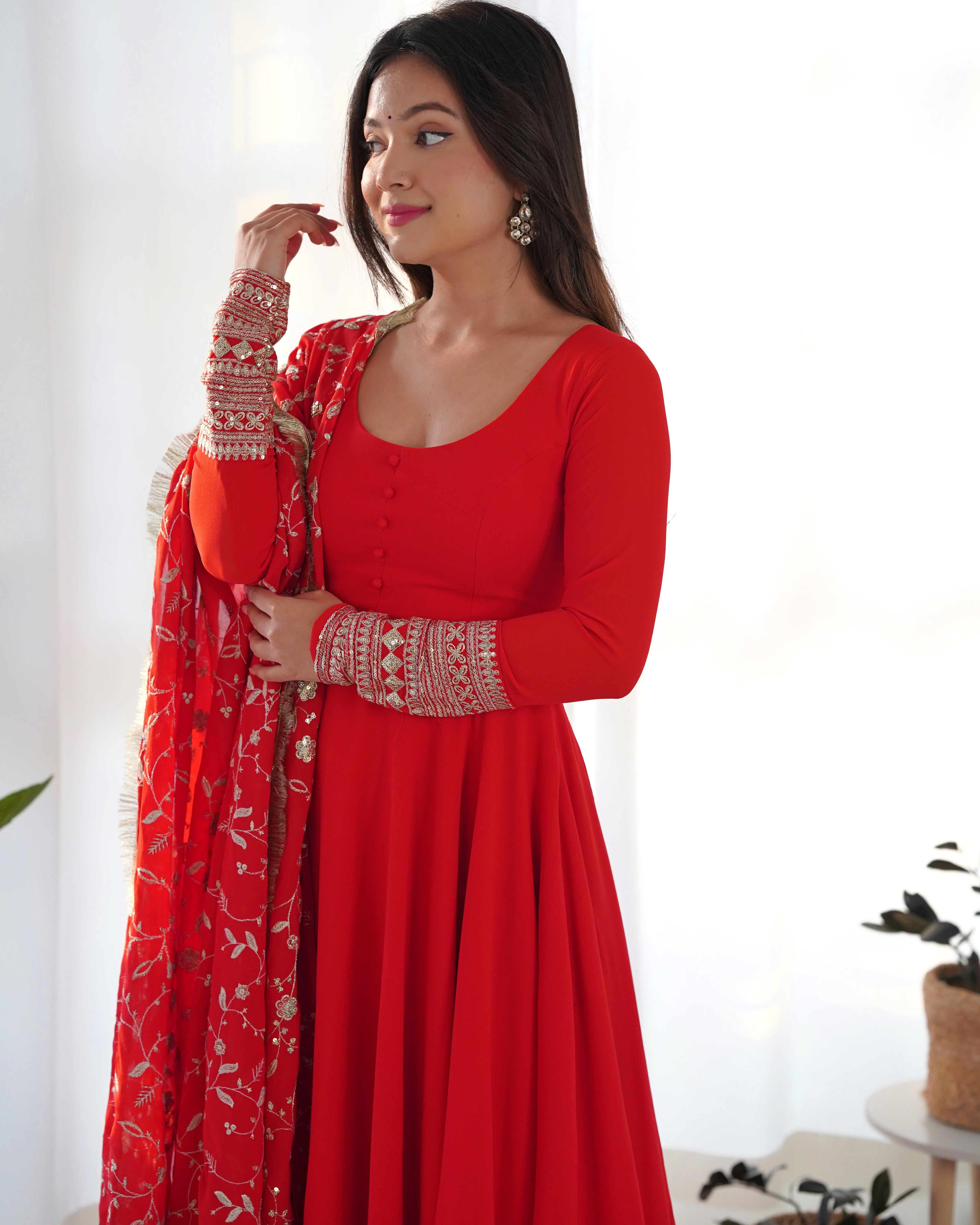 open lace back dress ELEGANT OFF-WHITE VICHITRA SILK ANARKALI SET WITH DEEP RED EMBROIDERED –  Yosha Trendz