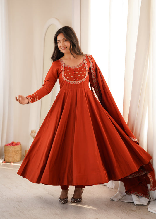 Gulabo Pink Angrakha Style Anarkali Gown for Women with Dupatta