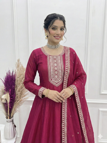 Dark Pink Premium Quality Anarkali Suit Set for Women