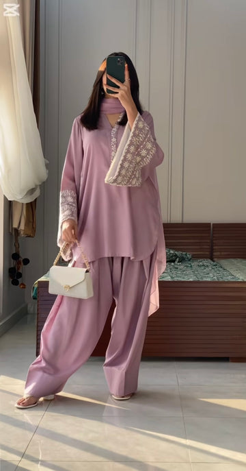 Larah Satin Party Wear Look top with farshi plazzo
