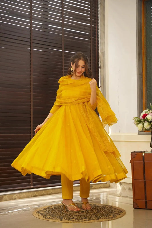 Lightning Yellow Anarkali Suit Set