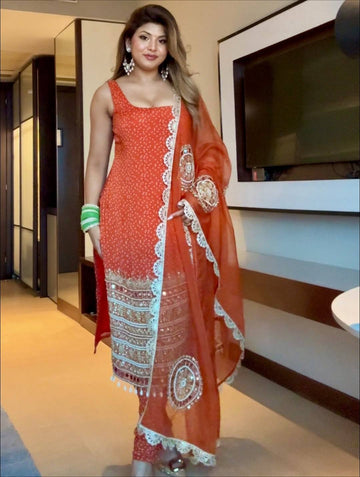 Kesari Mirage 3 Piece Kurti, Chudidar & Dupatta Set With Embroidery Work