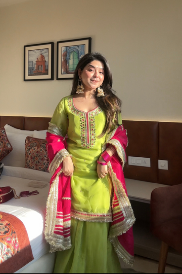 Khwahish Neon Green Sharara Set
