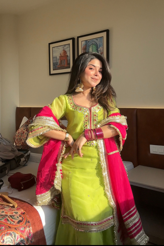 Khwahish Neon Green Sharara Set